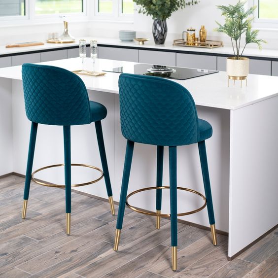 Bellucci Counter Stool - Dove Grey - Silver Caps (Same Fabric Shead Legs ) | WSC-0189