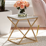 Hadley Modern and Contemporary Metal End Table with Mdf Top