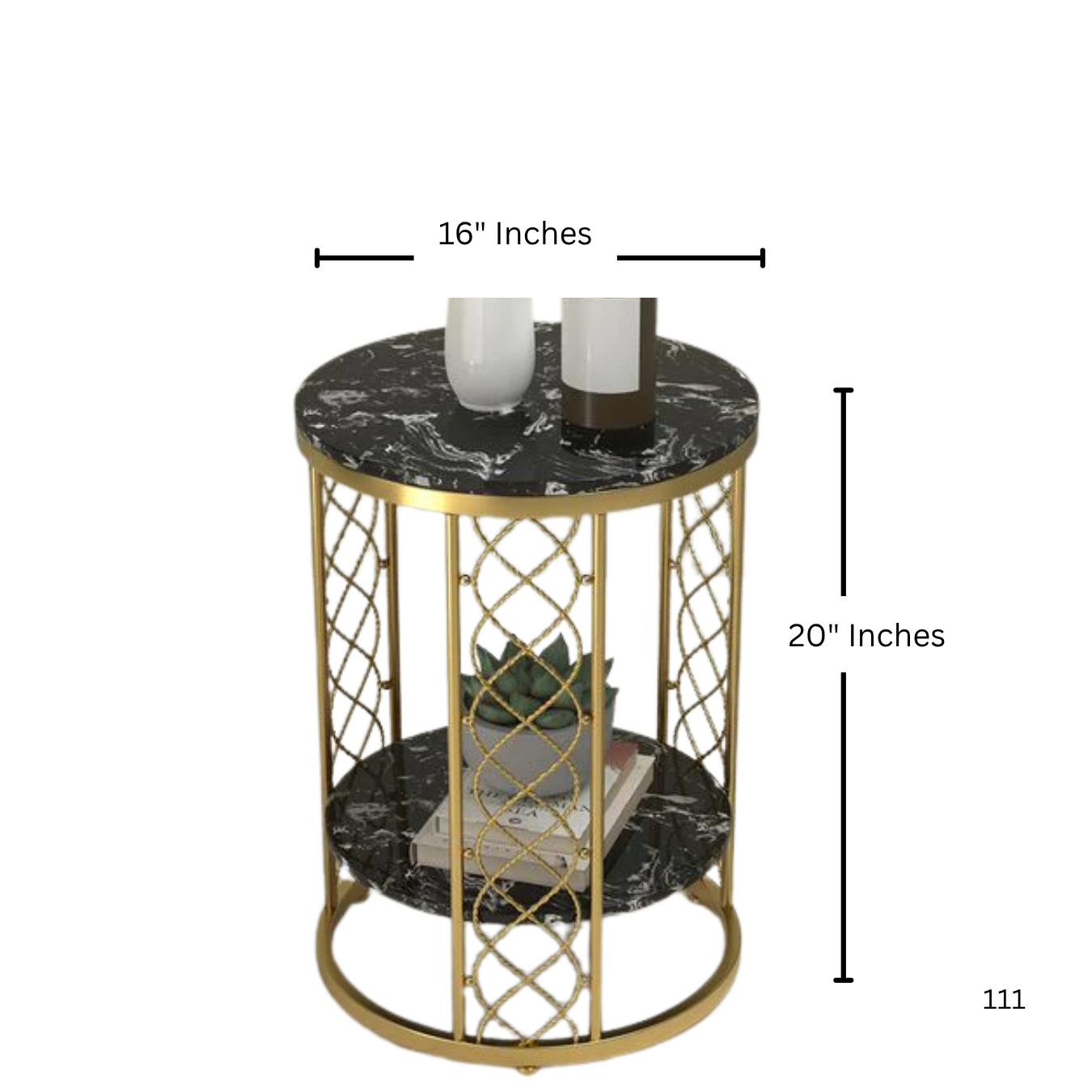 2.Tier Luxury Sofa Side Table  Metal in Gold | MST-0248