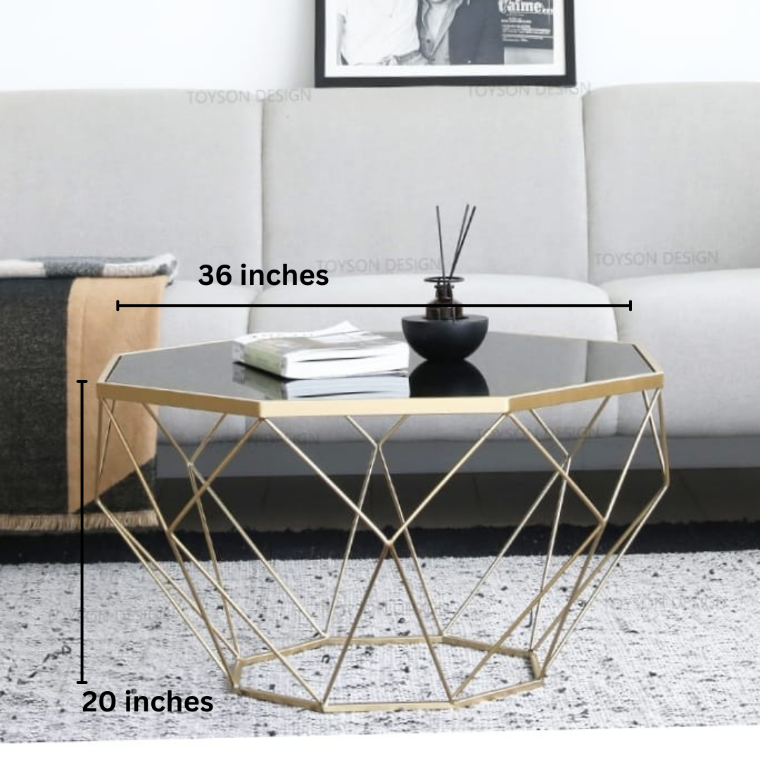 Dimond Shape Center Table With Black Glass Top | MST-0364