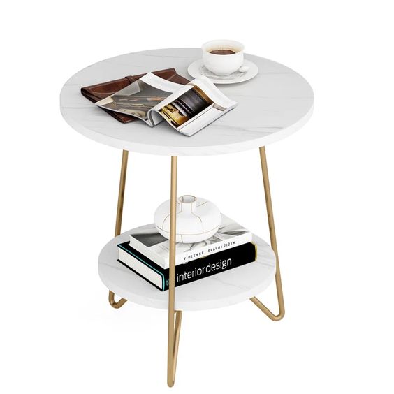 Little Tree Faux Marble End Table  | MST-0378