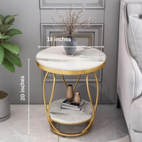 White Round Side Table with Storage | MST-0104