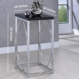 Contemporary Glossy Black and Chrome Accent Table | MST-0207