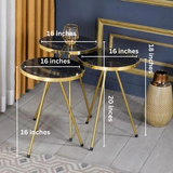 Side Tables Set of 3 Round Coffee Tables with Metal Frame Living Room Table |  MST-0329