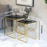 Black Square End Table Metal Side Table Set of 2 | MST-0196