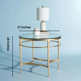 Stylish Round Side Table In Gold with Glass Top | MST-0400