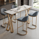 Leather Top Dining Table With 4 Stools | MSDT-0107