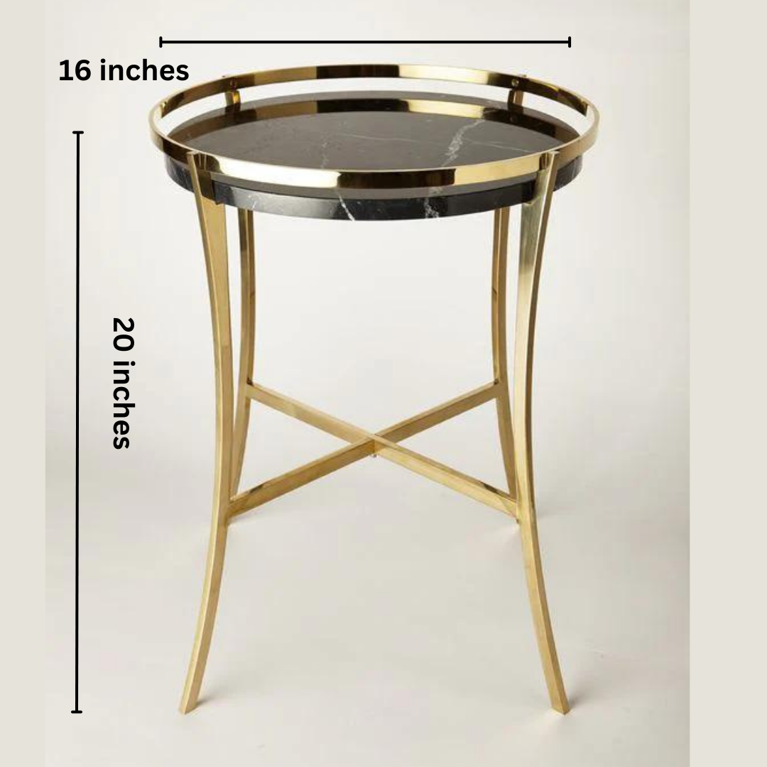 Round Metal Patio End Side Table, Small Accent Anti-Rust Sofa Table | MST-0396