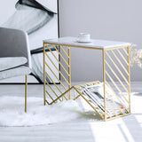 Gold Narrow Console Table Faux Mdf Top With Metal Frame | MSCT-1012