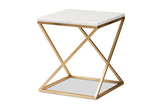 Hadley Modern and Contemporary Metal End Table with Mdf Top