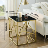 Modern & Stylish  End Table with Geometric Metal Frame, Accent Table  | MST-0334