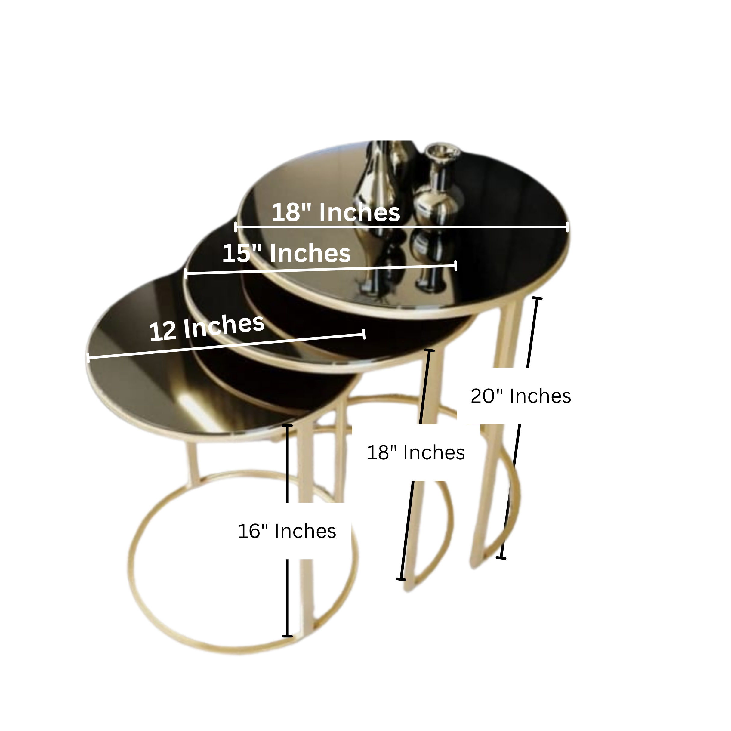 Black & Gold Nesting Table Set | MST-0136