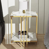 Mdf Top Side Table Gold: 2 Tier Square Table | MST-0401