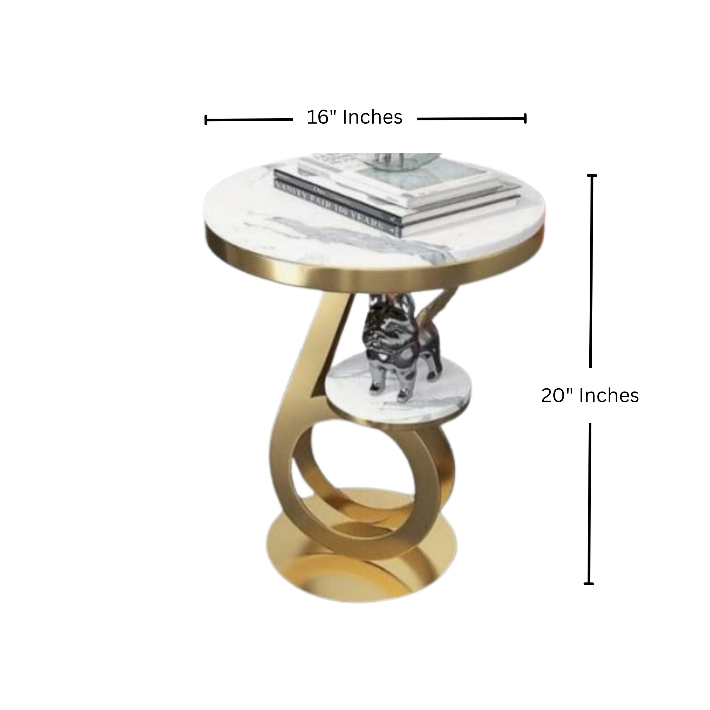Sofa Side Table  Gold & White | MST-0138