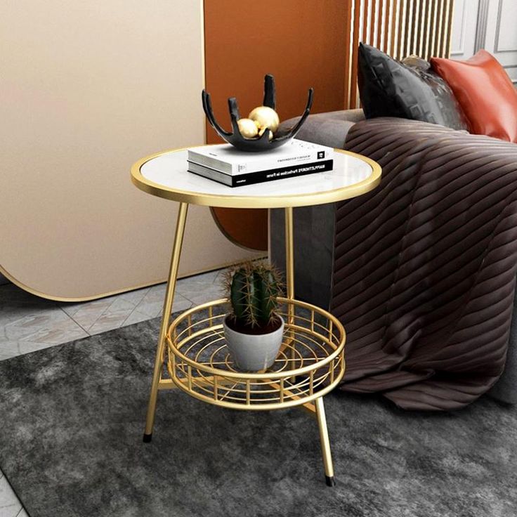 Golden Encircled  MDF Coffee Table | MST-0275