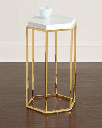 Adley Gold and White Side Table