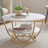 Round Gold Coffee Table,2 Tier Coffee Table I