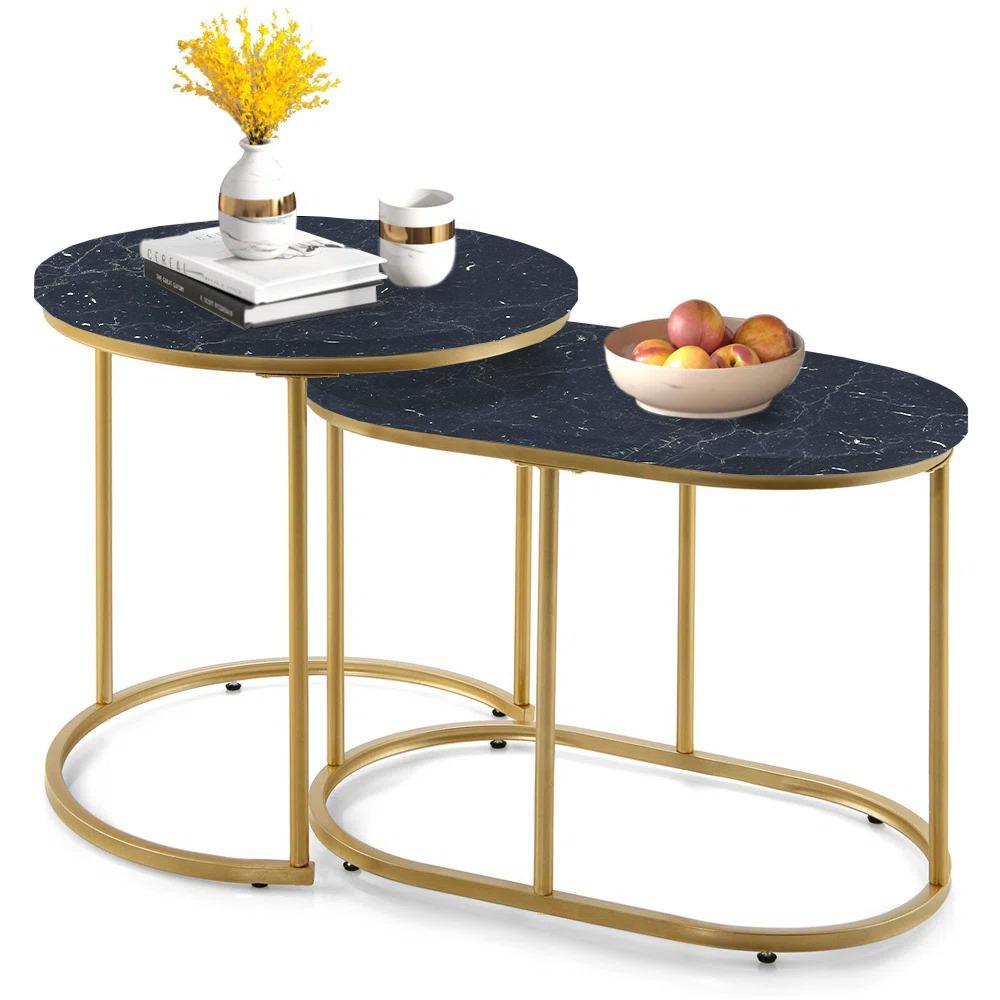 Timbul - Coffee Table - UV Top & Gold Finish | MST-0418