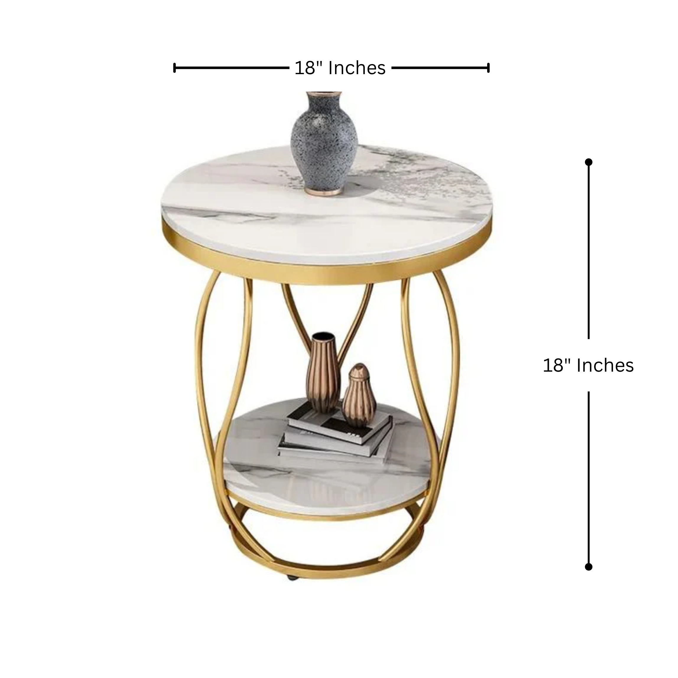 White Round Side Table with Storage | MST-0104