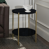 2.Tier Stylish Coffee White Mdf and Gold Table  |  MST-0298