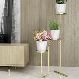 3-Tier Nordic Plant Stand Metal Floral Stand with Tray Shelving in Golden | MSPS-0128