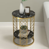 2.Tier Luxury Sofa Side Table  Metal in Gold | MST-0248