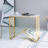 Gold Narrow Console Table Faux Mdf Top With Metal Frame | MSCT-1012