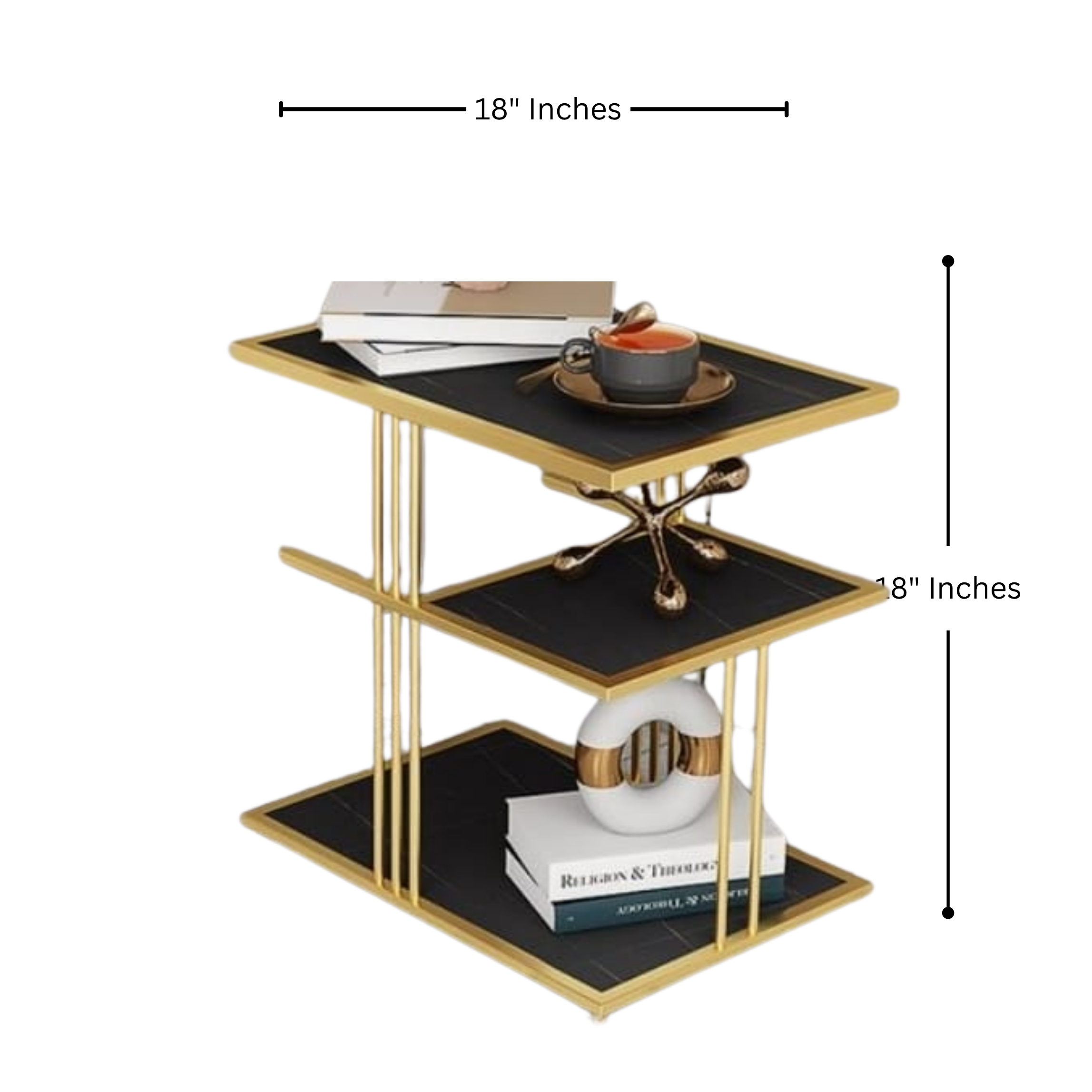 3-Tier Side Table | Square End Table with Shelves | MST-0106
