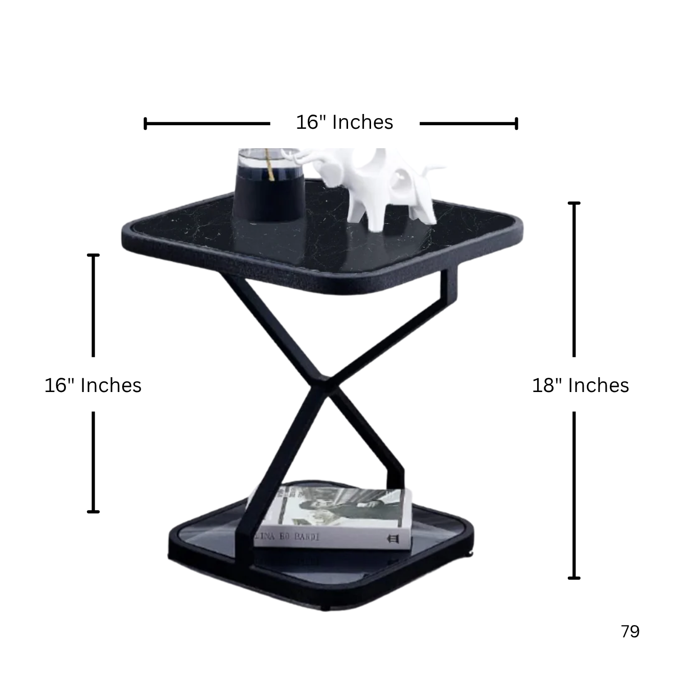 Round/Square Small Side Table with Iron Legs - Square | MST-0213