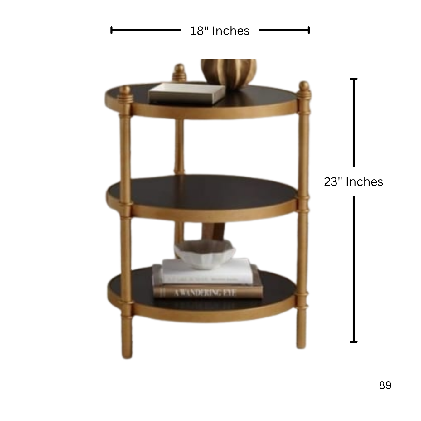 Gold Metal End Table, 3 Tier Circle Side Table | MST-0228