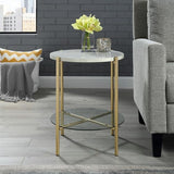 2.Tier Stylish Coffee White Mdf and Gold Table  |  MST-0298