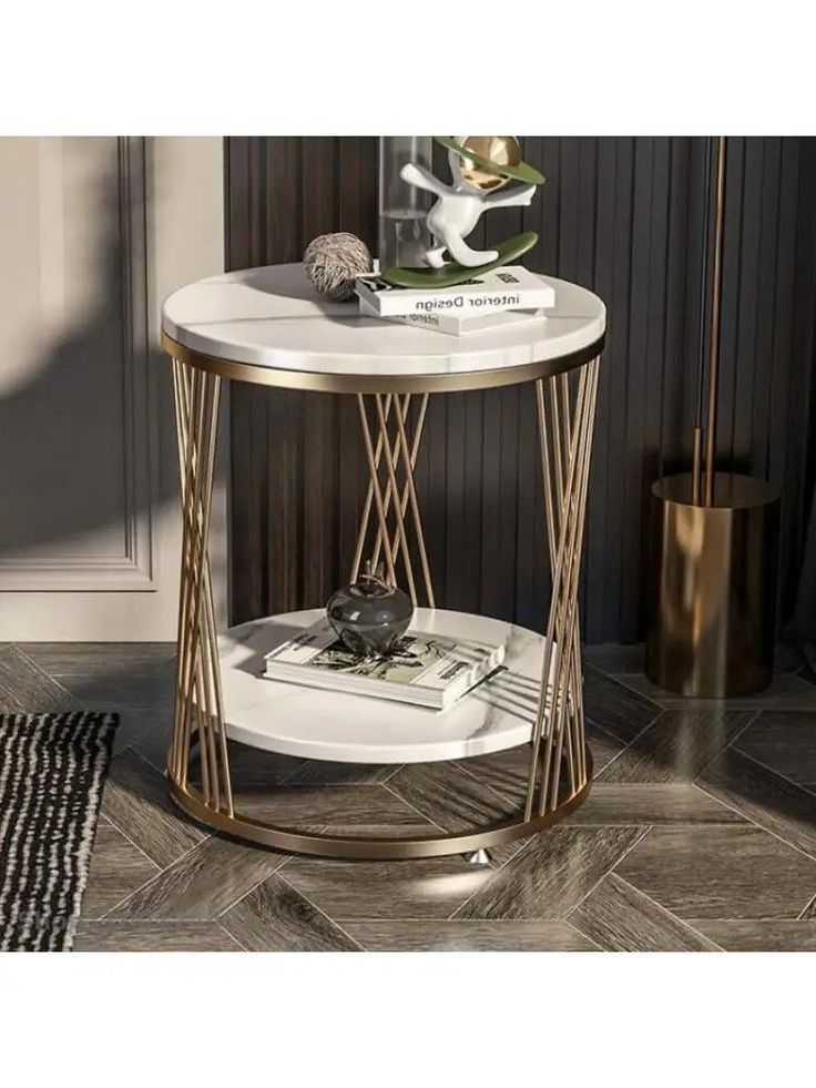Glam Stone Accent Table Nightstand | MST-0457