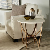 Modern Style Gold Paint Finish Metal End Table with White/Black Mdf Top