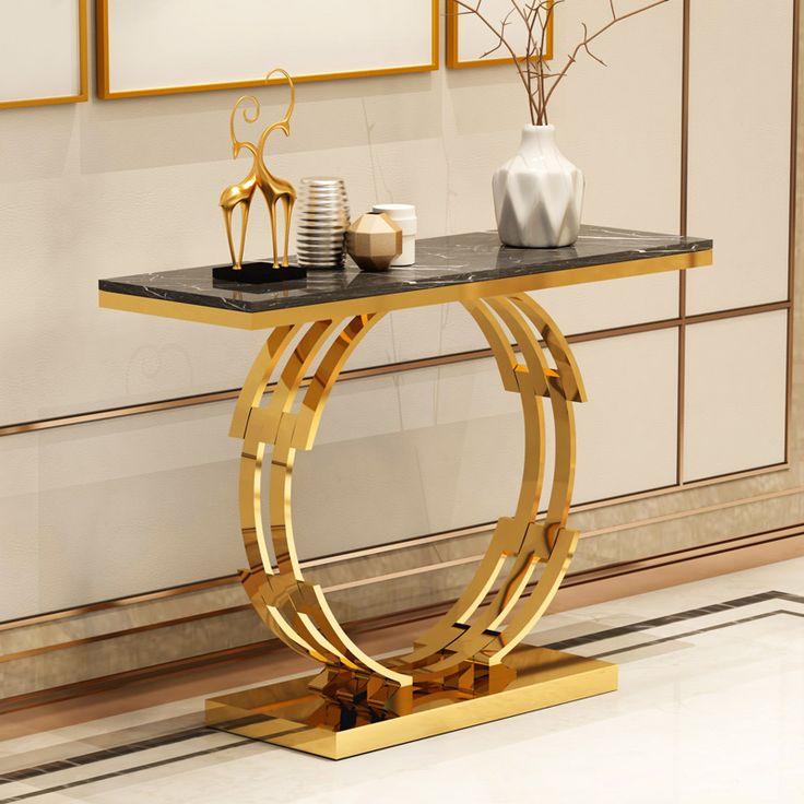 Decorative metal console table with Uv top