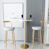 Glam Style Velvet Cushion Stool Low Back Bar Stool with Table | WSC-0132