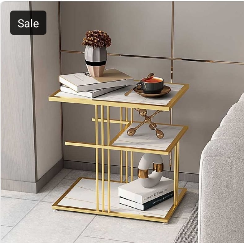3-Tier Side Table | Square End Table with Shelves | SST-5006