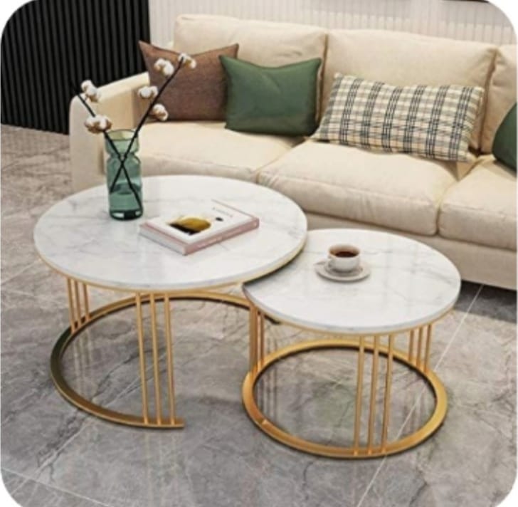 Luxurious Nesting Table Set With Chrome Finish| MTC-