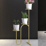 3-Tier Nordic Plant Stand Metal Floral Stand with Tray Shelving in Golden | MSPS-0128