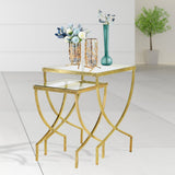 Wishbone Glass Top Nesting Side Tables |  MST-0216