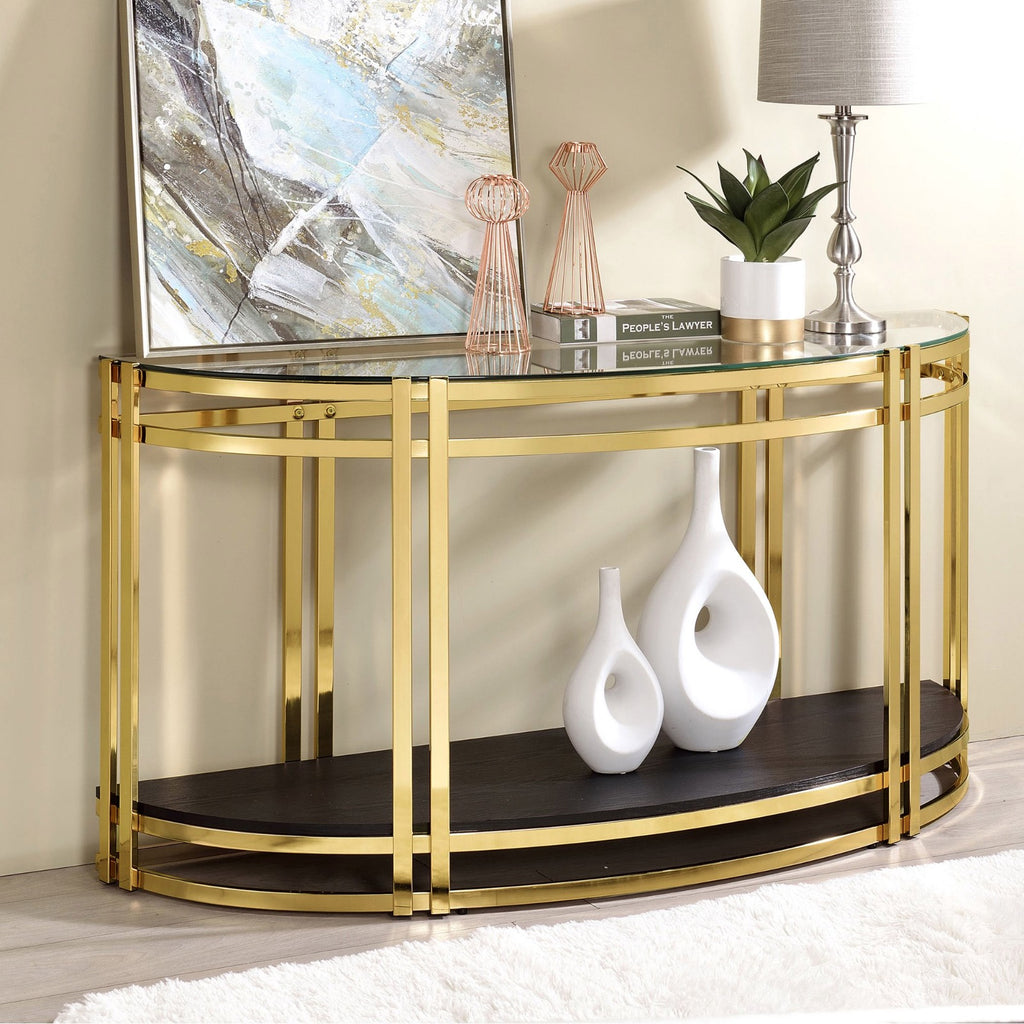 Wide Gold Metal Half-Moon Console Table | MSCT-1059