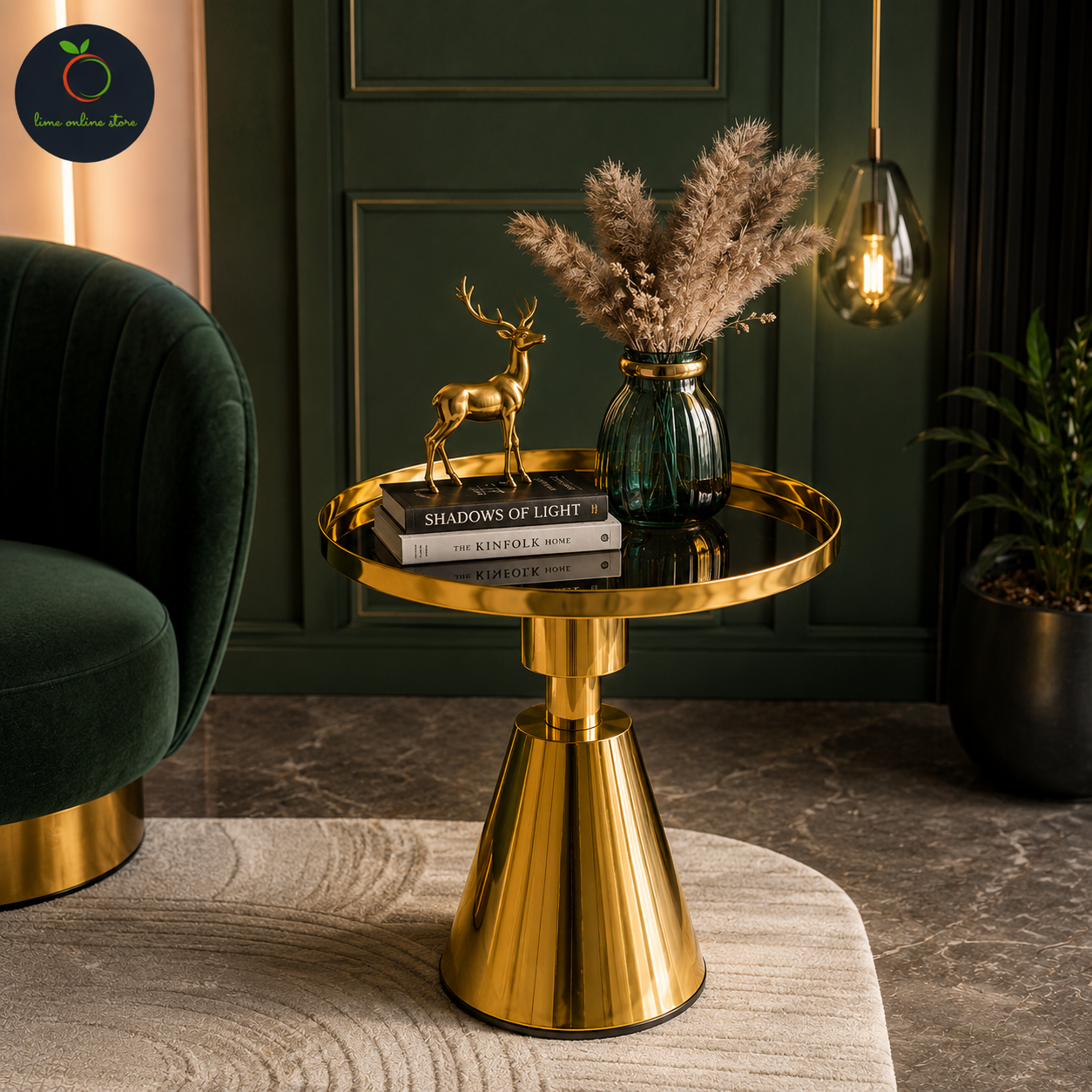 Luxury Gold Round Side Table Modern Living Room Furniture