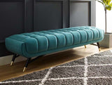 Mid Century Deep Tufted Sea Blue Velvet Extra Long Bench |  WSC-0114