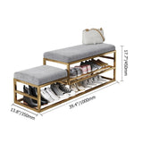 Grey Shoe Storage Bench Hallway Bench Velvet Upholstered with Metal Frame