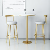 Glam Style Velvet Cushion Stool Low Back Bar Stool with Table | WSC-0132