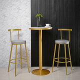 Glam Style Velvet Cushion Stool Low Back Bar Stool with Table | WSC-0132