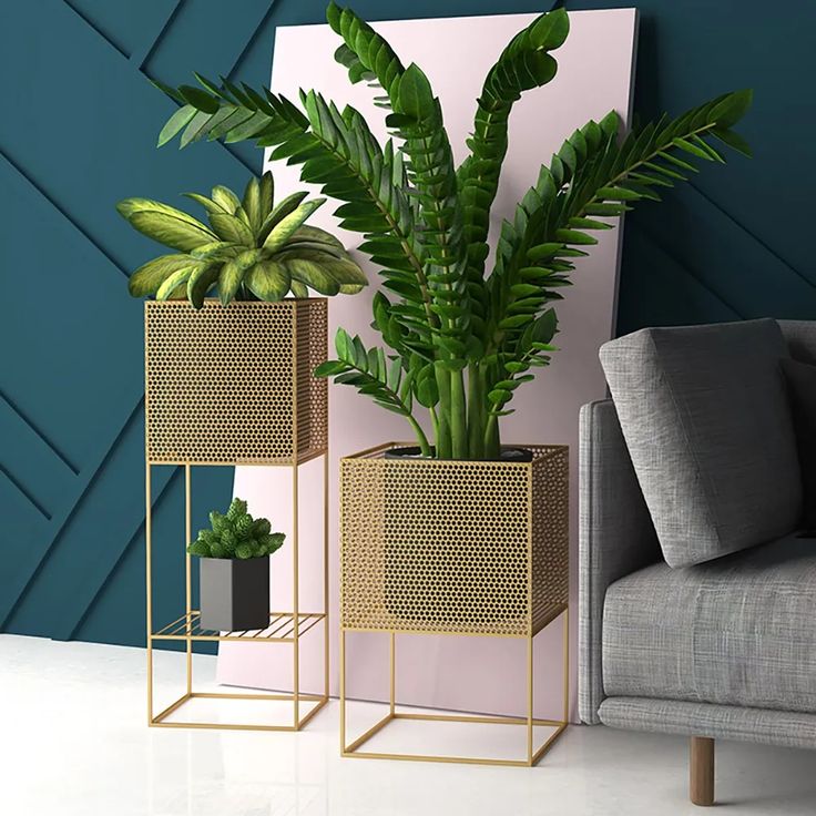 Modern Plant Pot 2.P Set Stainless Steel With Chrome Finish| SSP-