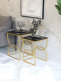 Black Square End Table Metal Side Table Set of 2 | MST-0196