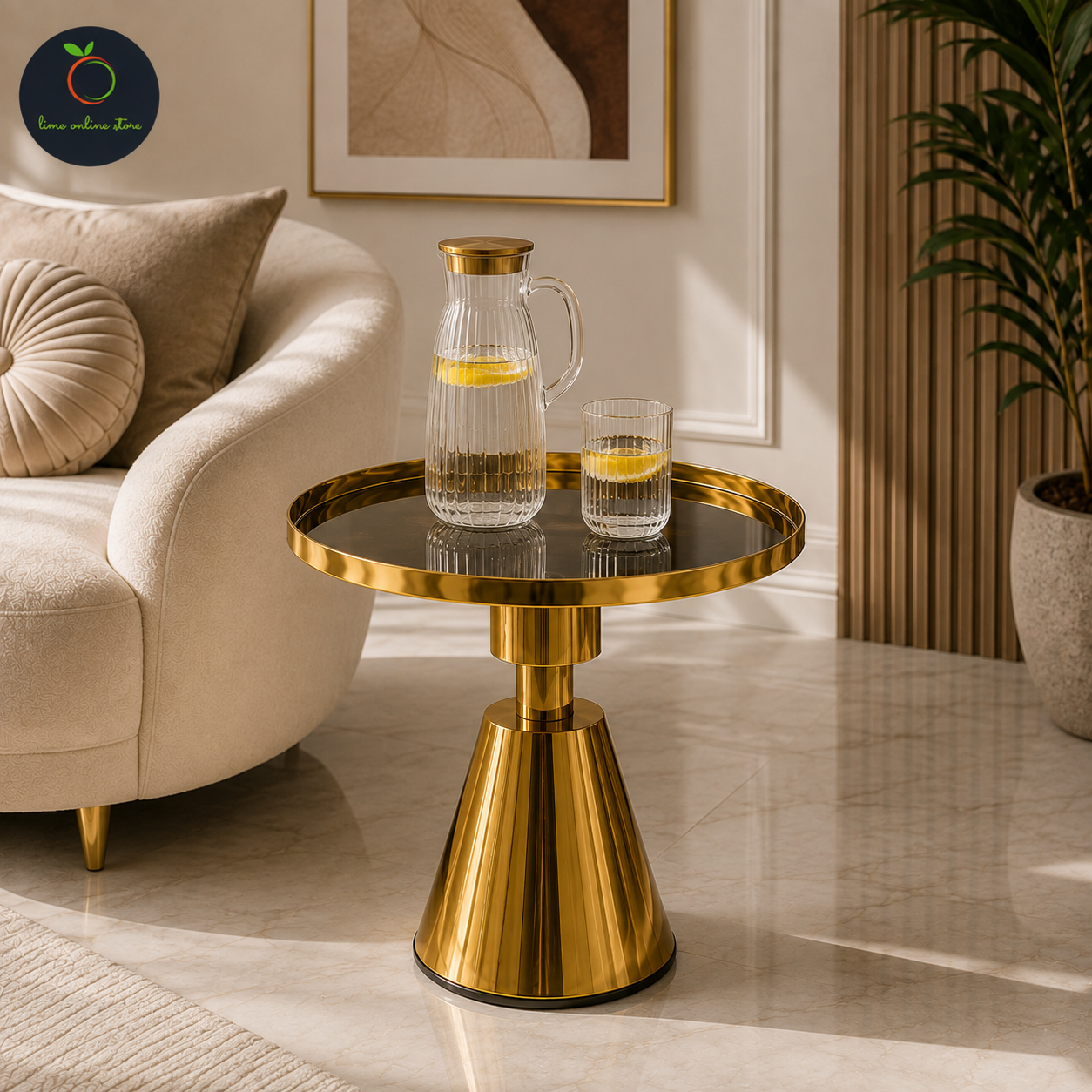 Luxury Gold Round Side Table Modern Living Room Furniture