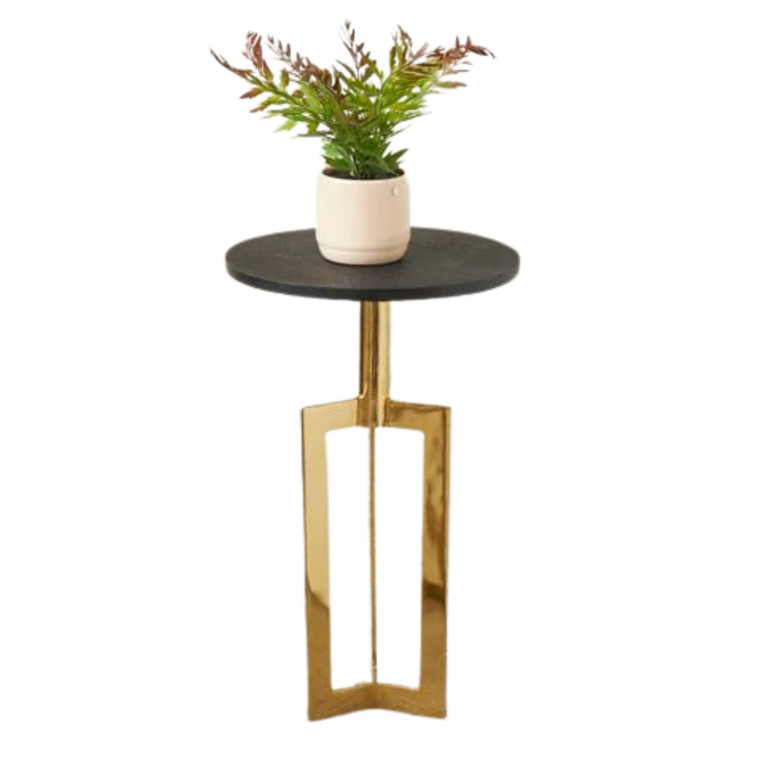 Luxury Gold Metal Geometric Accent Table  |  MST-0371