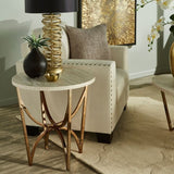 Modern Style Gold Paint Finish Metal End Table with White/Black Mdf Top